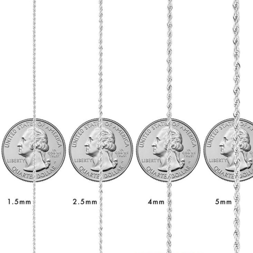 Solid 14K White Gold Rope Chain - Picture 10 of 10